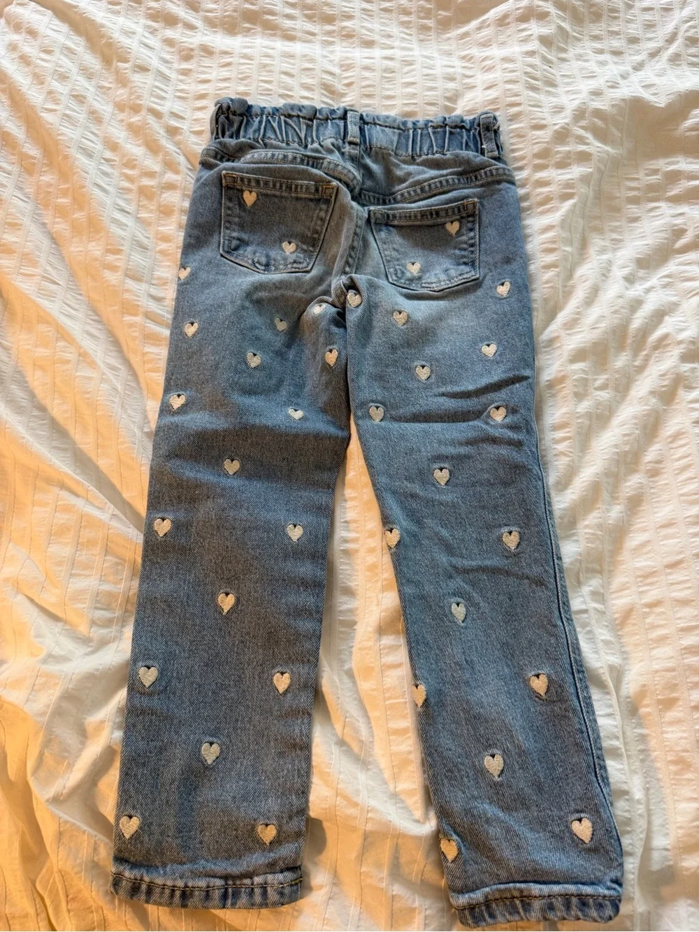 Gap Girls Blue Heart-Print Denim Jeans- Read